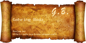 Gehring Boáz névjegykártya